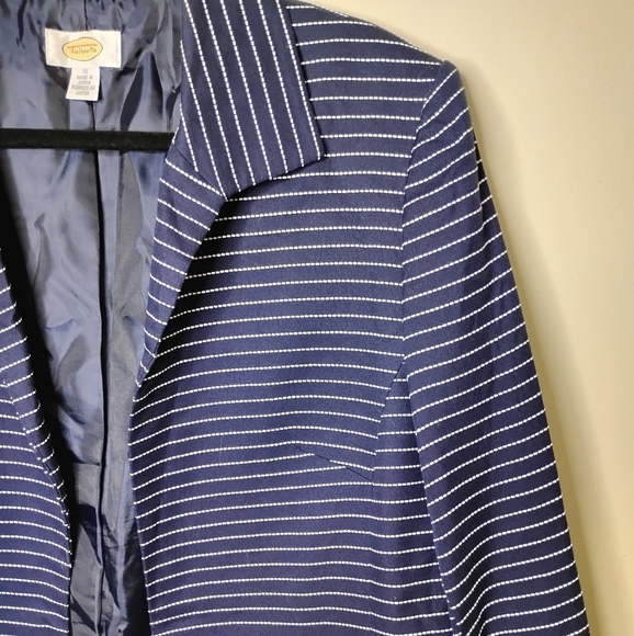Vintage Talbots Navy Pinstripe Blazer | Open Front Preppy Classic 16 - Picture 3 of 10